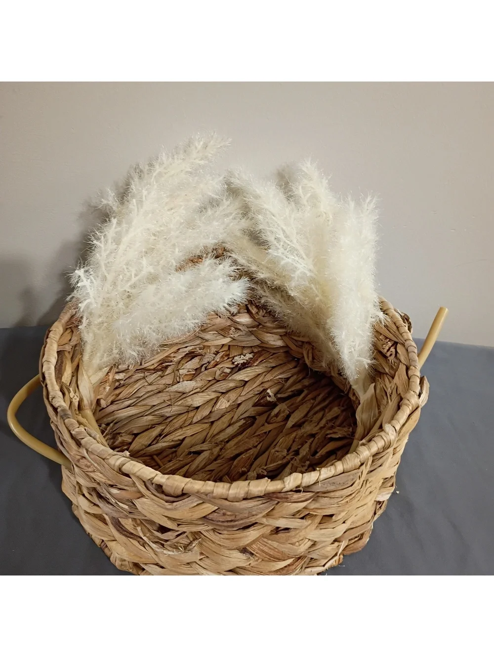 Handwoven Round Natural Wicker Basket with Handles